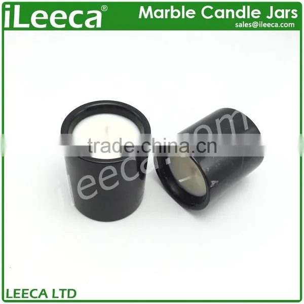 Black Marble Candle Vessels With Mini Tealight Candles photo-4