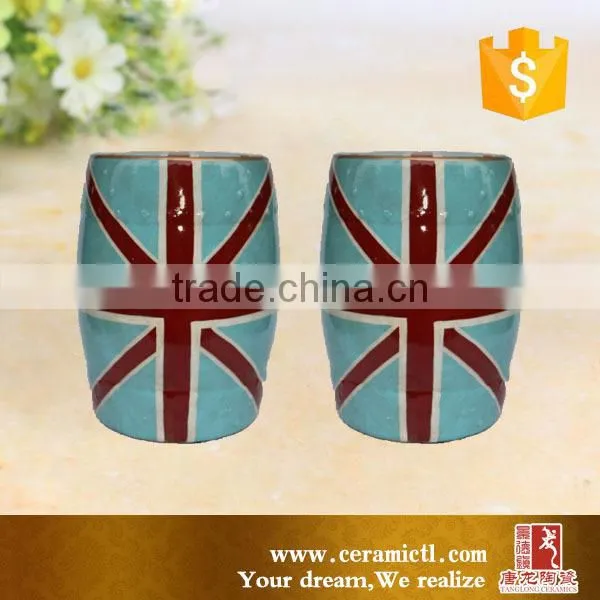 Painted Sky Blue Ceramic Garden Stool photo-4