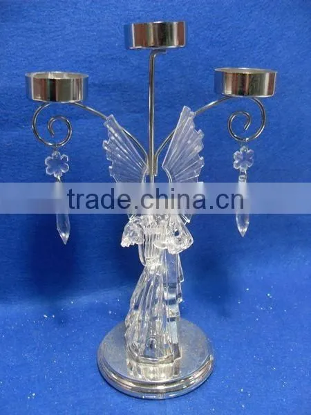 Clear Acrylic Angel With Iron Candle Holders Xmas Ornament Decorations photo-2