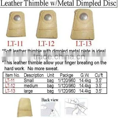 Leather thimble w/metal disc