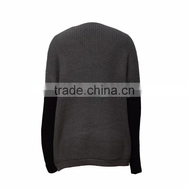 Ladies' Two Colour Sweater Design With Wide V Neckline and Long Sleeves photo-2