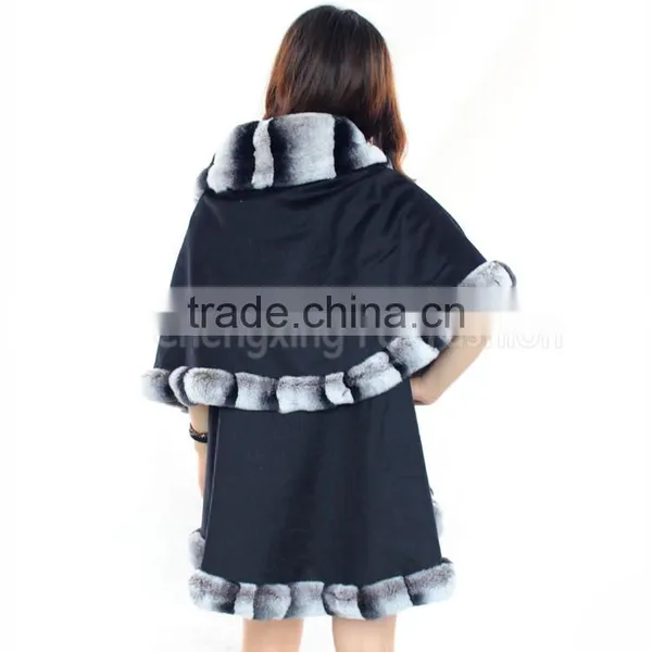 CX-B-P-60 Winter Fashion Fur Flower Women Pashmina Shawl photo-5