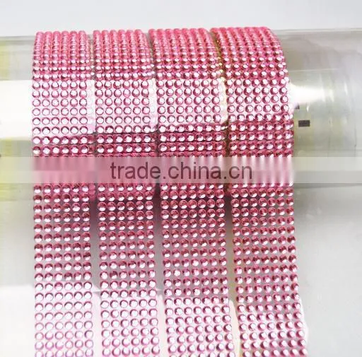 Hot Pink And Crystal Stone Wholesale Custom DIY Self Adhesive Back Glue Rhinestone Sticker Sheet photo-3