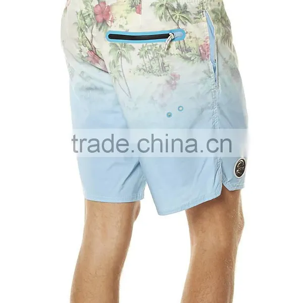2015 New Design 100% Cotton Mens Printed Shorts Mens Swim Short Beach Style Blue Color Fashion Mens Shorts photo-4