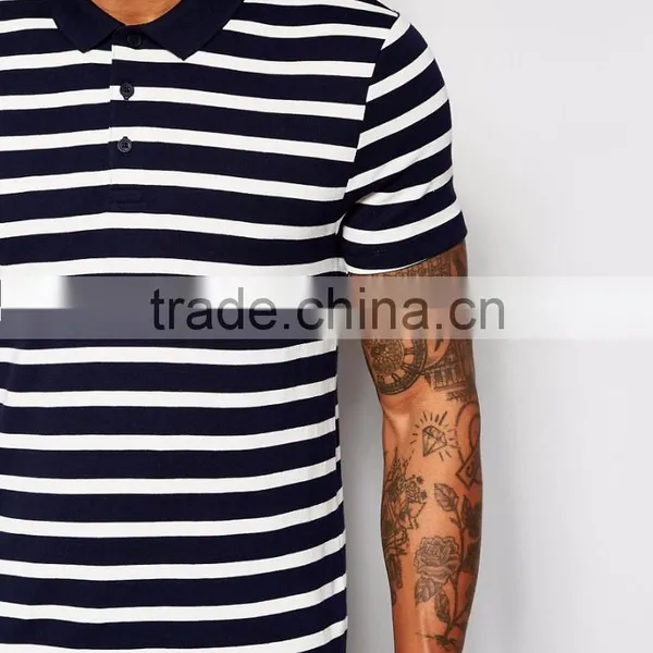 New Arrival Wholesale Price Summer Casual 180g 100% Cotton Custom Short Sleeve Stripe Mens POLO Shirt photo-3