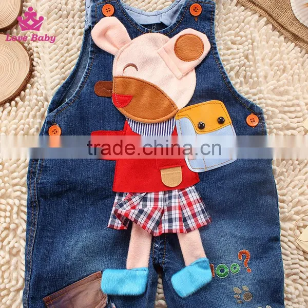 Spring Stylish Baby Jeans Cute Animal Pattern Overalls Children Denim Overalls Fashion Strap Jeans photo-2