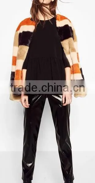 Runwaylover EY2367B 2017 Ladies Nine Point Sleeve Pure Color Blouse photo-5