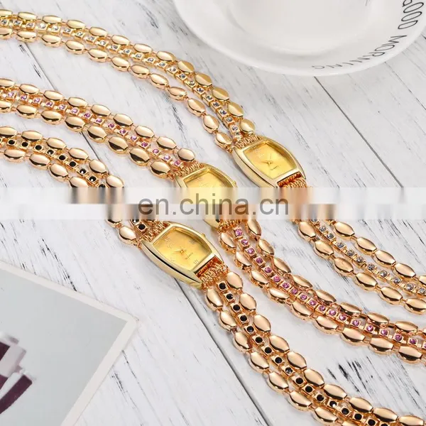 2017 New Arrival Fashion Gold 3 Rolls Chains Women Bracelet Watch Fancy Landies Watches photo-4