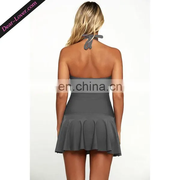 Wholesale Sexy One Piece Halter Modest Swimwear photo-2