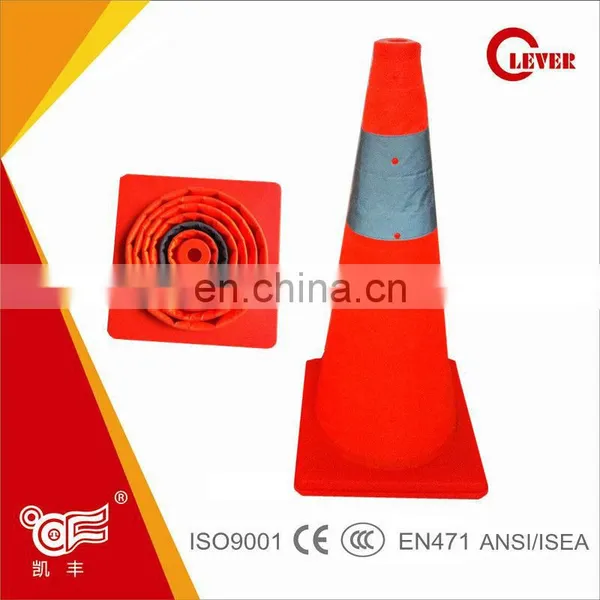 LED Lighted Collapsible Highway Safety Traffic Cones With Reflective Tape