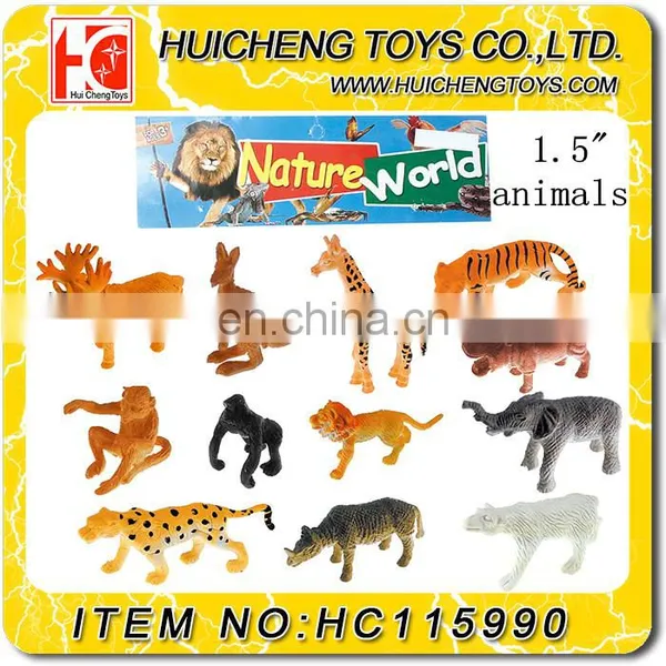 Vivid 12pcs Non-taxic PVC Plastic 1.5 Inch 3D Fame Animal Set Small Promotion Gift Toys EN71 photo-2