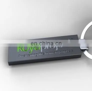 Rectangle Black Color Metal Keychain With Custom Embossed Logo photo-4