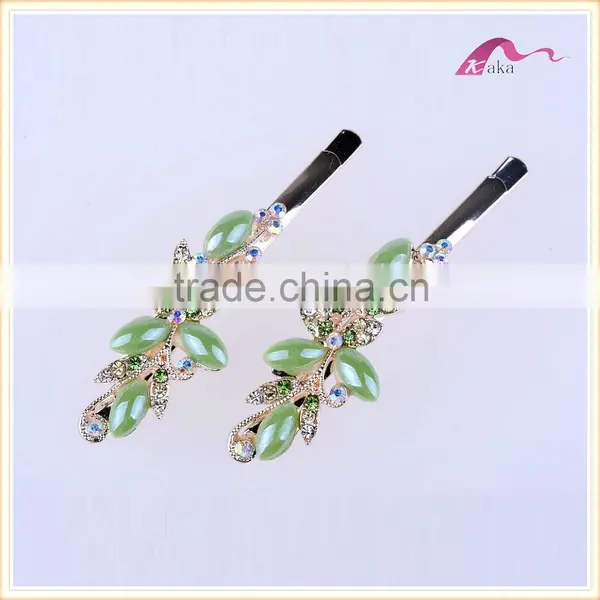 Multi Colors Elegant Charming Hair Grips Top Quality Metal Crystal Decoration Flower Ceramic Beads Hair Clips For Girls photo-3