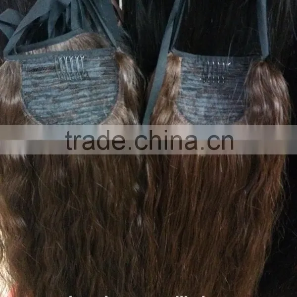 Brazilian Hair 100% Human Hair,pony Tail Wig 20inch 90gram Natural Color 2# ,natural Wave photo-3