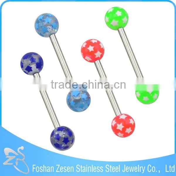 Factory Wholesale Piercing Surgical Steel Woman Loves Printed Logo Tongue Ring photo-5