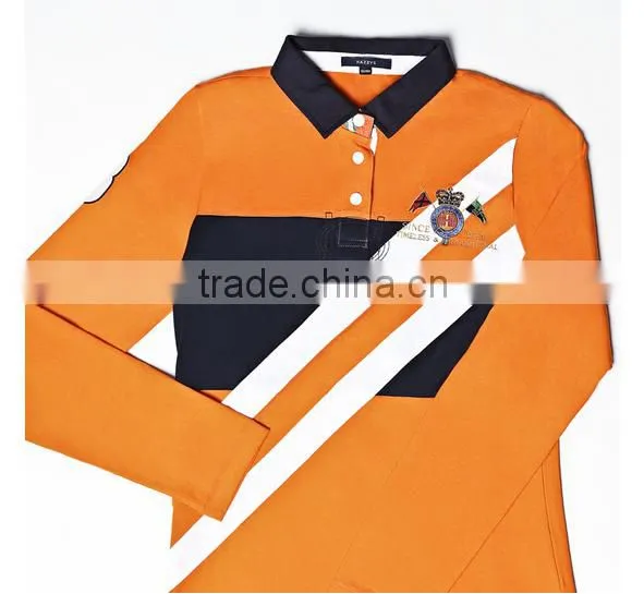 High Quality Logo Embroidered Long Sleeve Women Polo Shirt photo-3