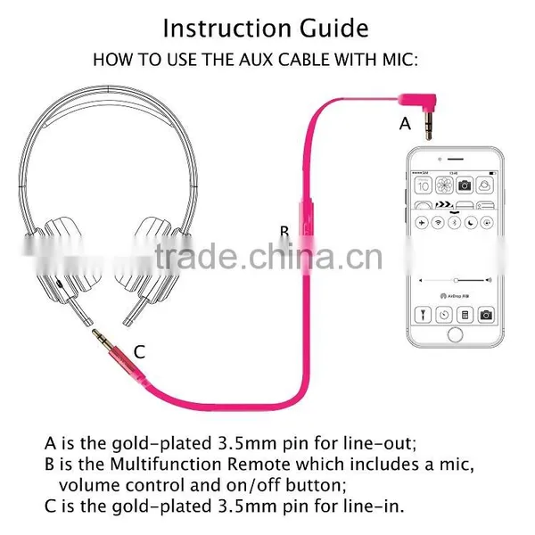 Hot Sell Built-in Mic 3.5mm Pink cd Auxiliary Cable photo-4