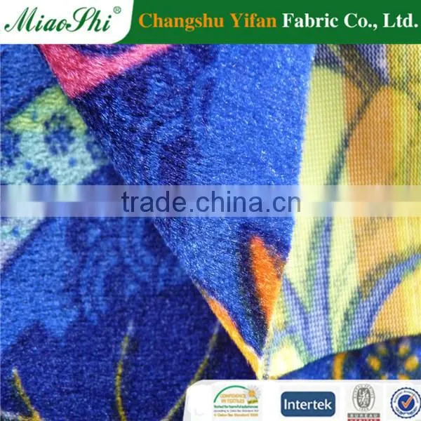 Warp Knitted Velour Printed Fabric for Home Textile