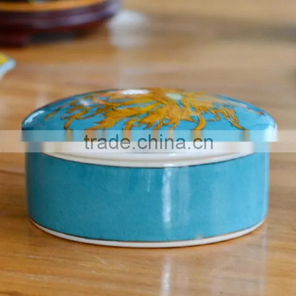 Customer Handpainted White Ceramic Jewelry Box Round photo-2