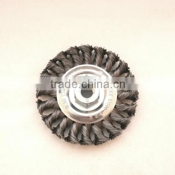 Twist Knot Wheel Brushes With Thread, Diameter 100mm or 4"