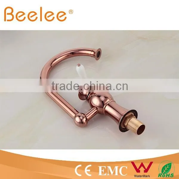 HOT SALE Rose Gold High Arc 360 Swivel Kitchen Faucet With Ceramic Lever Handle QL14029B photo-4