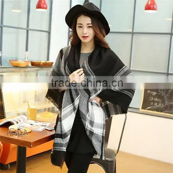 Oversized Tartan Plaid Chunky Plaid Blanket Scarf photo-3