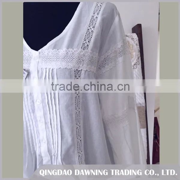 Golden Supplier White Cotton Dressing Gown Nightgown photo-4