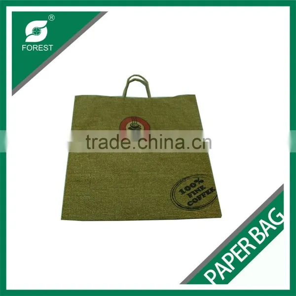 CUSTOM LOGOS DISPOSABLE RECYCLED COFFEE PAPER BAG WITH TWISTED HANDLES