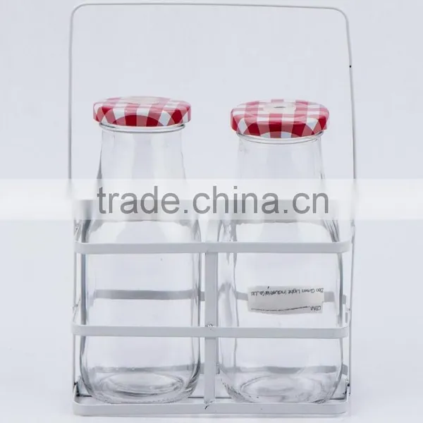 Glass Bottle With Straw With Metal Rack(CCP843/2T) photo-2