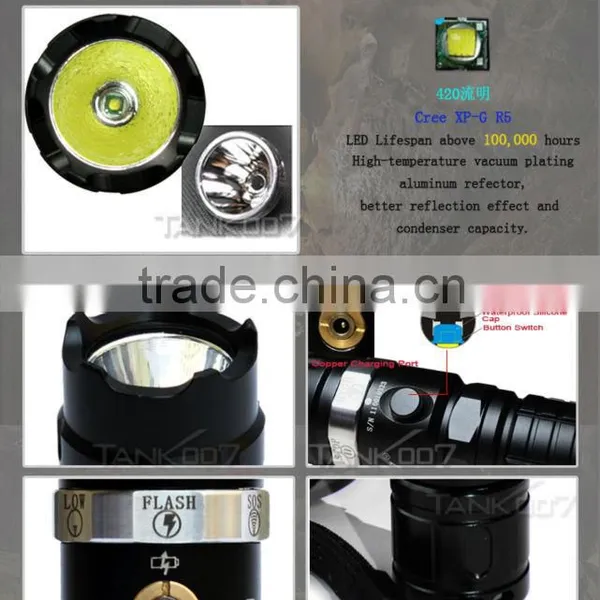 18650 Bettery Waterproof Aluminum Exploring Led Flashlight Torch TR01 photo-3