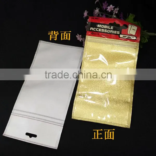 Packing Bag for Mobile Phone Case Heat Seal With Upper Zip Fabric Zipper Bag and Printing Plastic Header photo-2