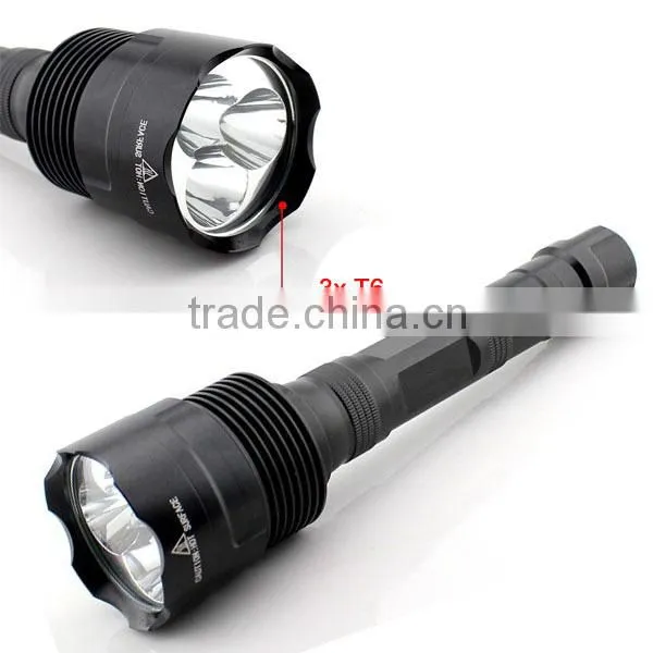C8-3T6 Rechargeable 3*XML L2 T6 LED Hight Brightest Flashlight 3800LM Police Xml t6 Flashlight photo-2
