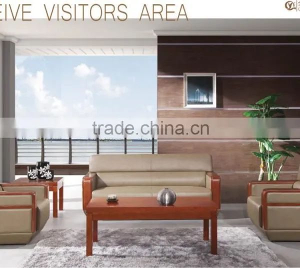 2015 Heated Wooden Frame Office Furniture Office Leather Soft Sets with Soft Cushion