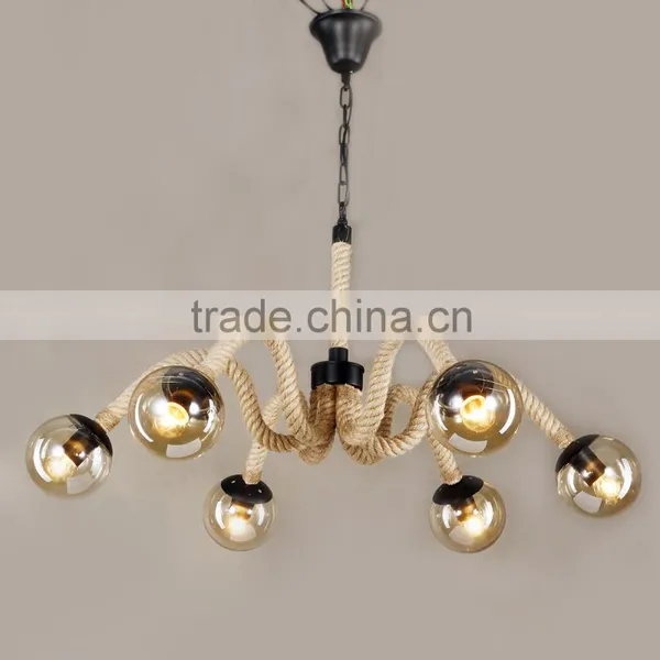 Durable Metal Baking Finish Lamp Ceiling Plate Lighting Woven Hemp Rope Light