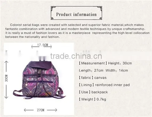 2016 Popular New Chinese Folk Style Fancy Canvas School Bag photo-5