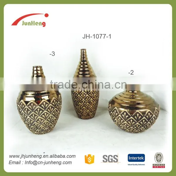 home & garden vase electroplating gold ceramic corn planter, gold chinese ceramic vase