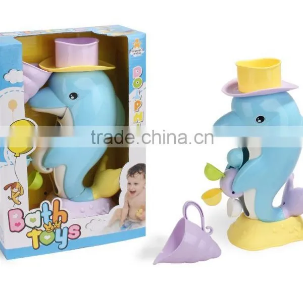 2016 Baby Shower Favors Bath Toy Organizer Water Pipes Squirt Dolphin Bath Toy With CE/ROHS Certificates