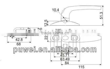 Single Point Handle Aluminum Window Handle Al Door Hanlde External/Outward Opening Handle Aluminum Casement Handle 80118908 photo-3