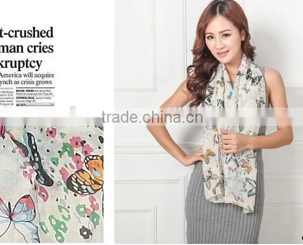 Butterfly Printed Scarf/chiffon Cheap Scarf/mix Design Fashion Scarf photo-2