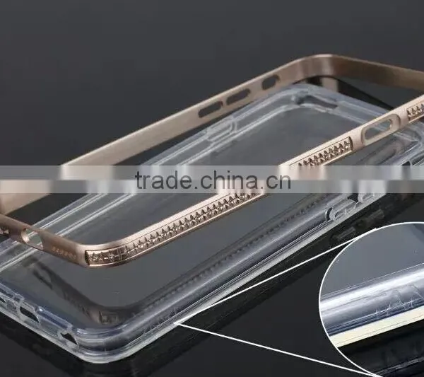 Aluminum Rhinstone Cover Case Diamond Bumper+TPU Cases Cover for Samsung Galaxy S6 Edge, Diamond Bumper Case for Samsung S6 photo-3