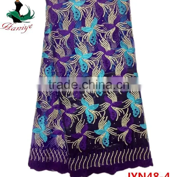 New Arrival French Net Lace Fabric, African Tulle Lace Fabric With Stones JYN48 photo-4