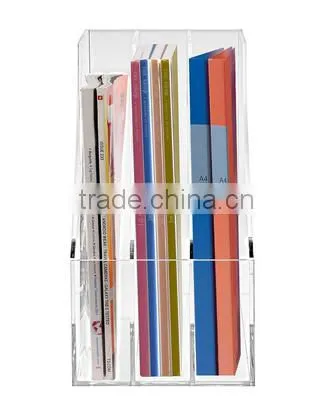 3 Slots Clear Acrylic Desktop Literature Organizer / Magazine & Document File Folder Storage Display Rack(AD-B-126) photo-2