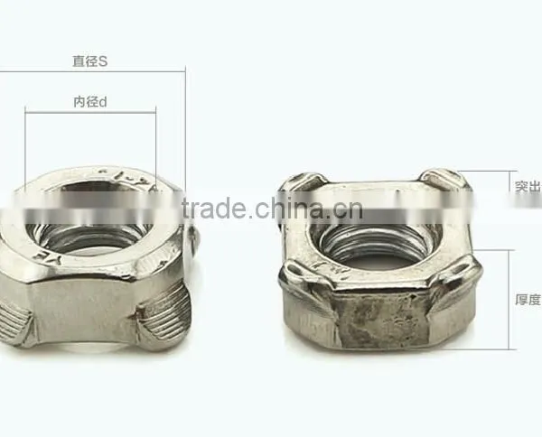 Stainless Steel DIN929 DIN928 Hex Weld Nuts/ Square Weld Nut photo-5
