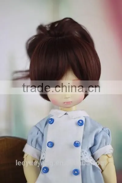 Cute Synthetic Dark Brown 1/6 Bjd Doll Bob Wigs With Ponytail photo-4