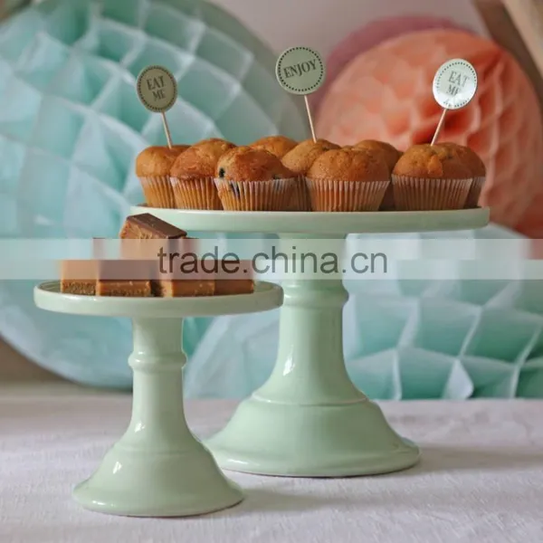 Milk Glass Cake Stand Plate Pastel Colours photo-5