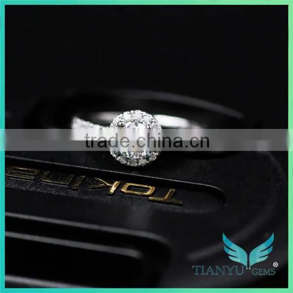 14 k Gold Engagement Ring 4.5mm E F Color Moissanite Diamond Wedding Ring photo-2