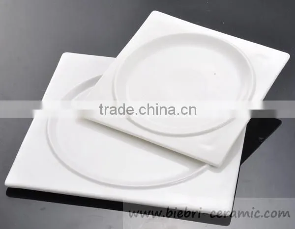Restaurant Hotel Pure White Porcelain Square Plates Bowls Dinner Sets photo-2