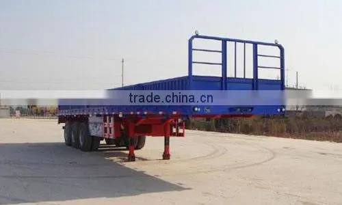 2016 Tri-Axle 50ton 40Feet Flat Bed Side Wall Cargo Truck Semi Trailer For Sale photo-5