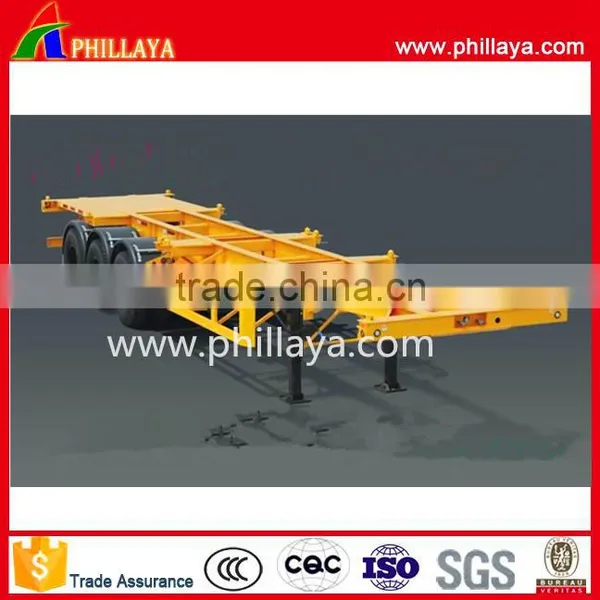 2017 Top Sale 3 Axle 40ft 20ft 45ft Skeleton Flatbed Container Trailer for Sale photo-3