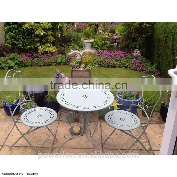 Lovely Stylish Wrought Iron Patio Set Outdoor Furniture 2 Chairs 60cm Round photo-5